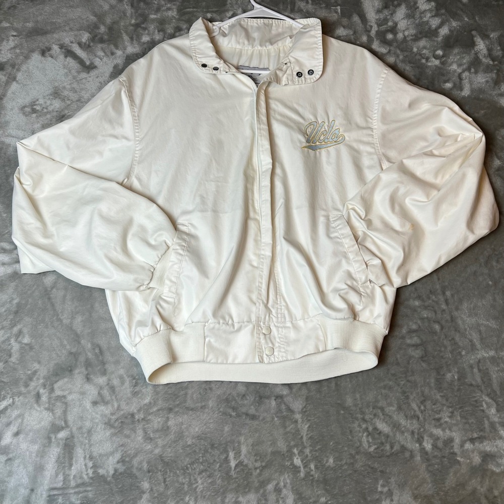 Vintage UCLA Bruins‎ Swingster Jacket Cream White XL Embroidered Logo USA Made